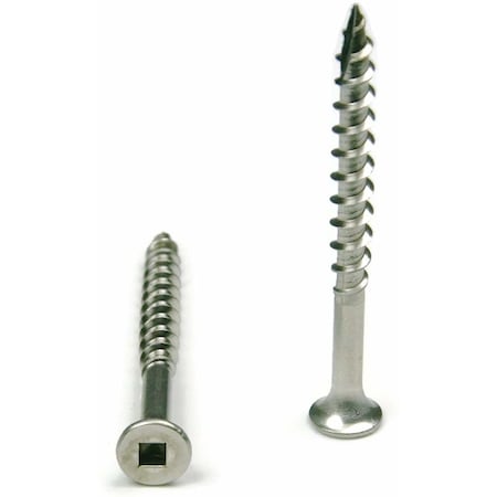 Wood Screw, #14, 4-1/2 In, Plain Steel Flat Head Square Drive, 500 PK